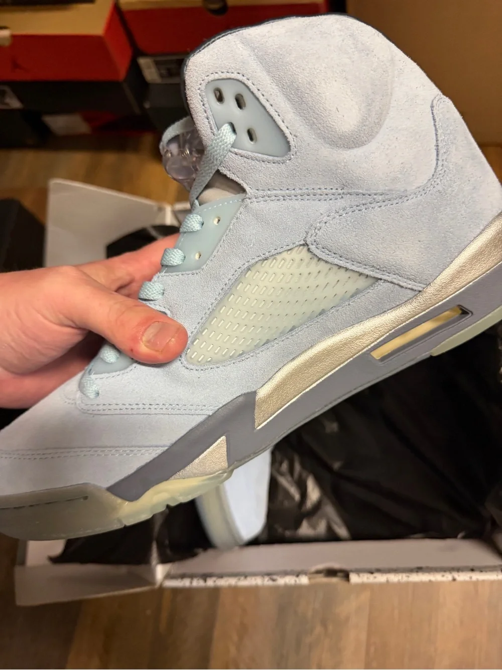 Jordan Men’s Light Blue Suede High-Top Sneakers
